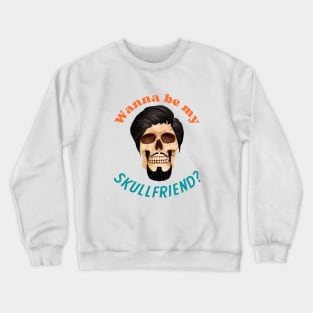 SKULLFRIEND -5- Skull with Hair | Dead Horror | Funny Halloween | Halloween Costume | Halloween Skull Crewneck Sweatshirt